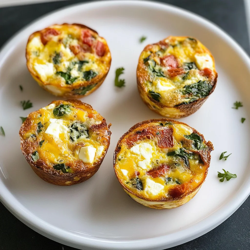 Recipe preparation for Spinach, Feta, and Sun-Dried Tomato Egg Muffins