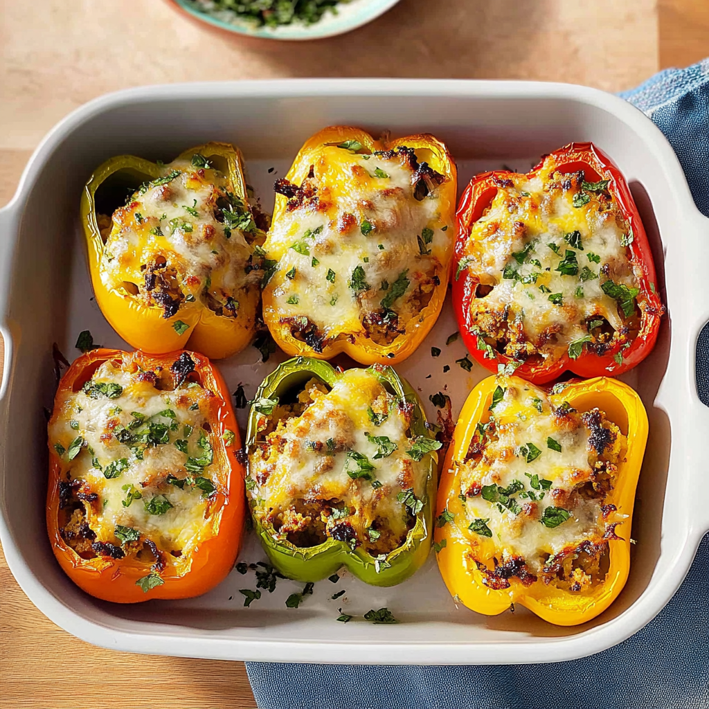 Recipe preparation for Peanut Stuffed Bell Peppers