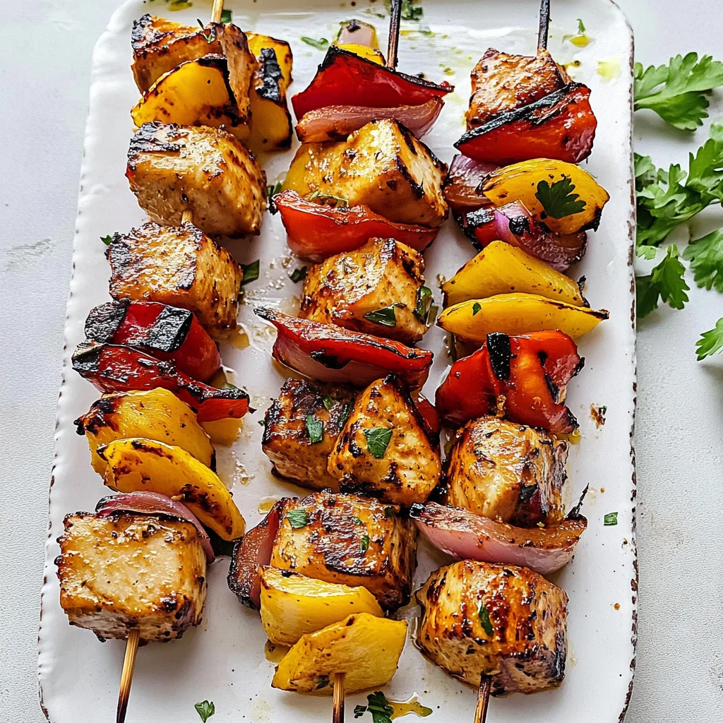 Recipe preparation for Hawaiian Chicken Pineapple Kebabs