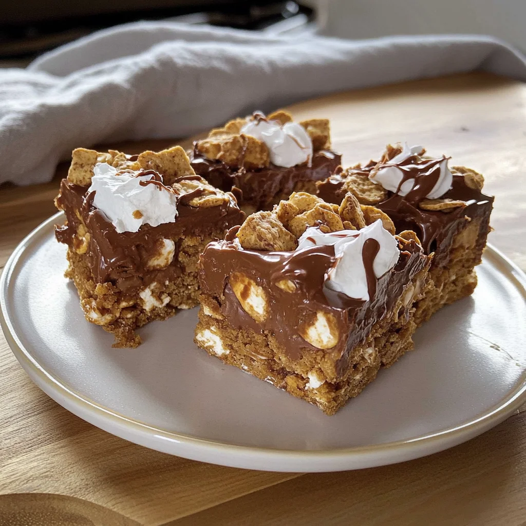 Recipe preparation for Golden Grahams S'Mores Bars