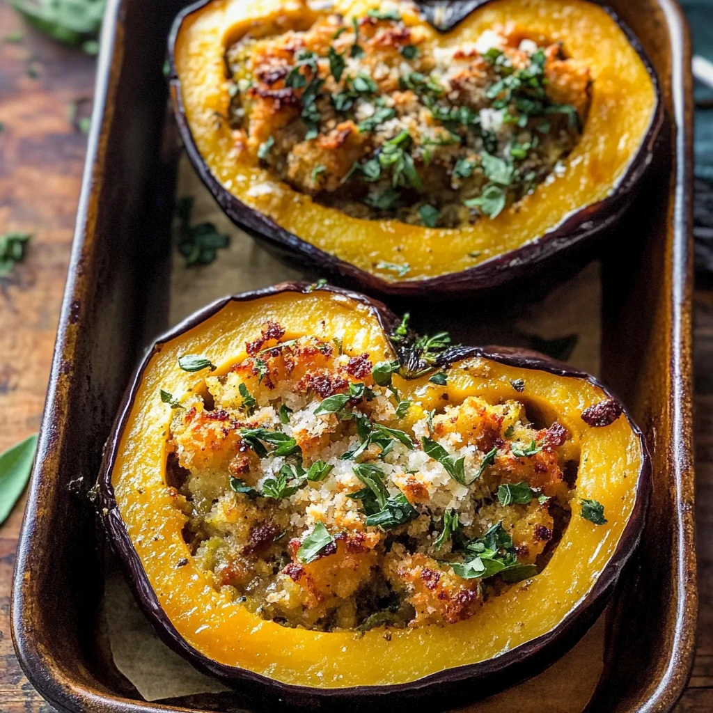 Recipe preparation for Stuffed Acorn Squash