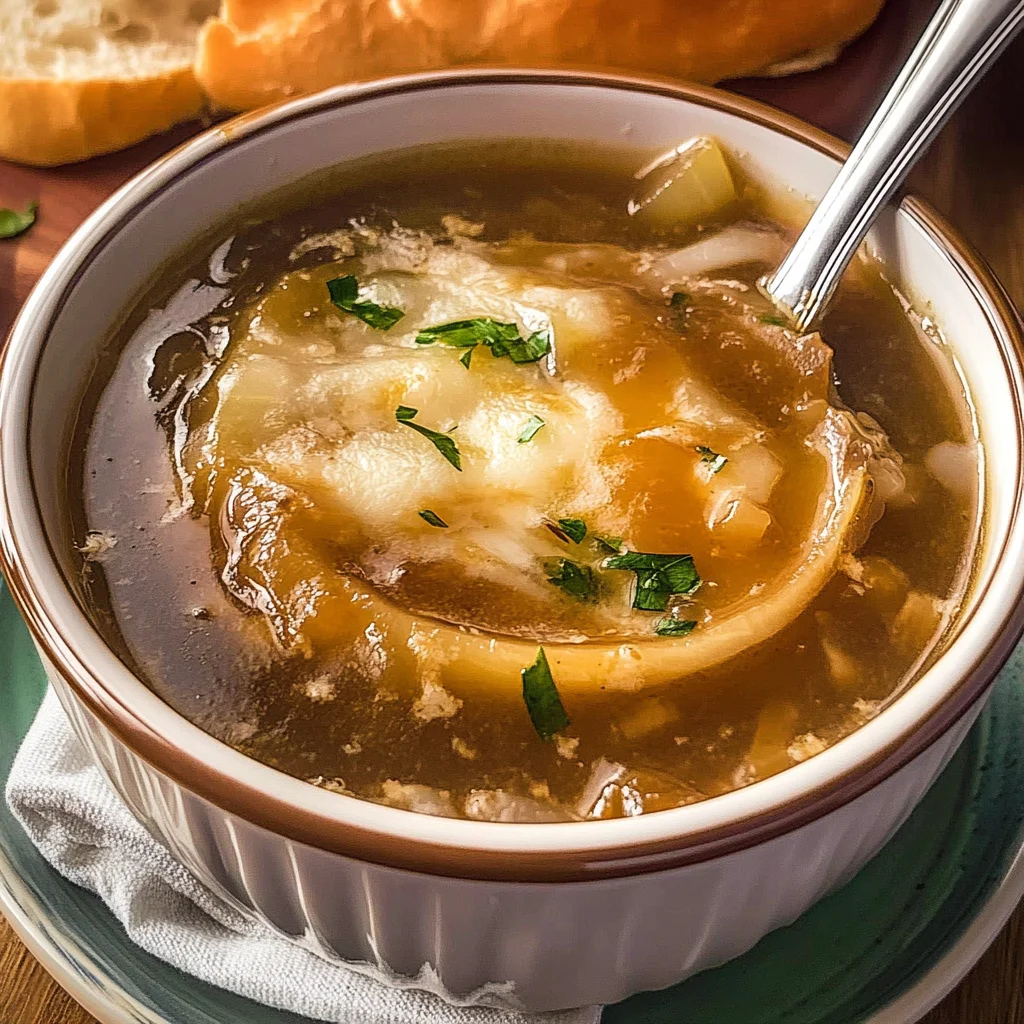 Recipe preparation for Spinach French Onion Soup