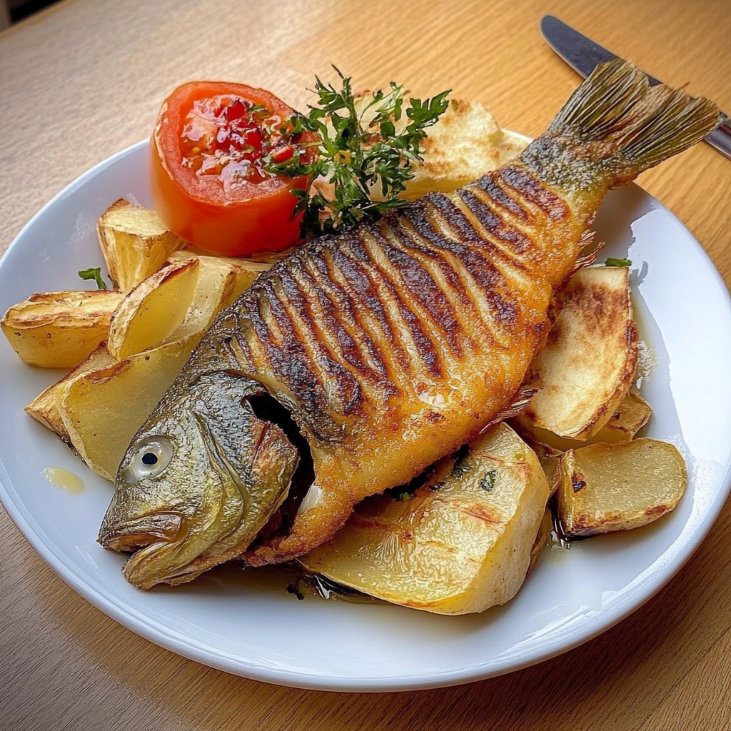 Recipe preparation for Grilled Fish and Chips