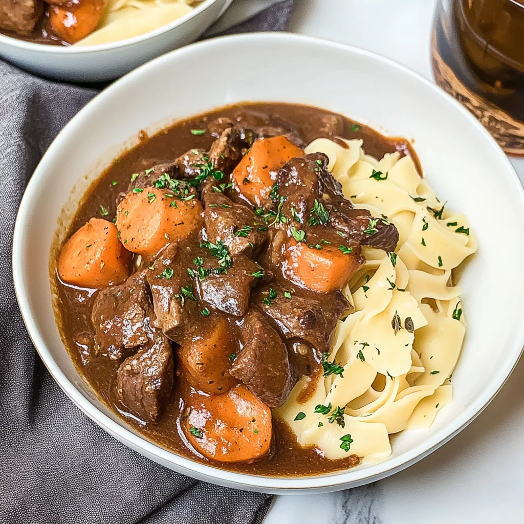 Recipe preparation for Ultimate Noodle Beef Bourguignon