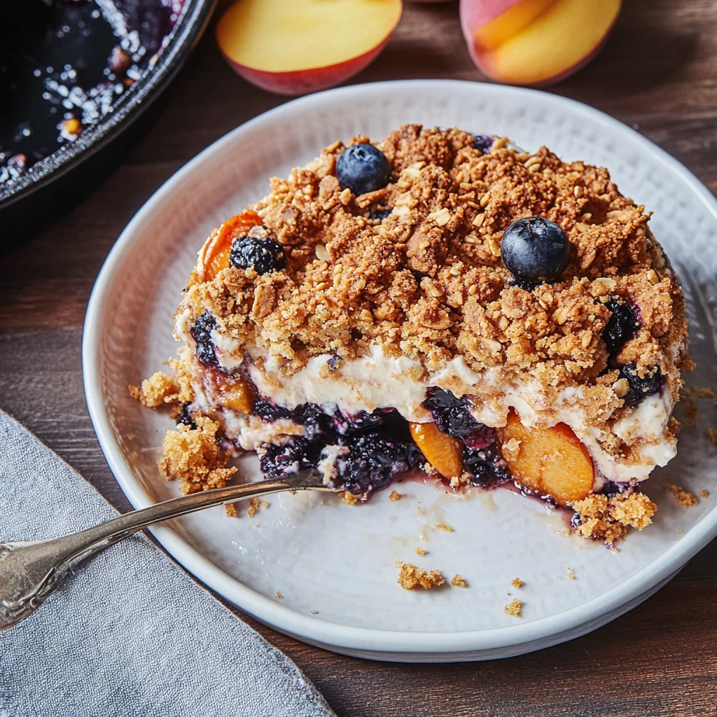 Recipe preparation for Peach and Blueberry Crisp