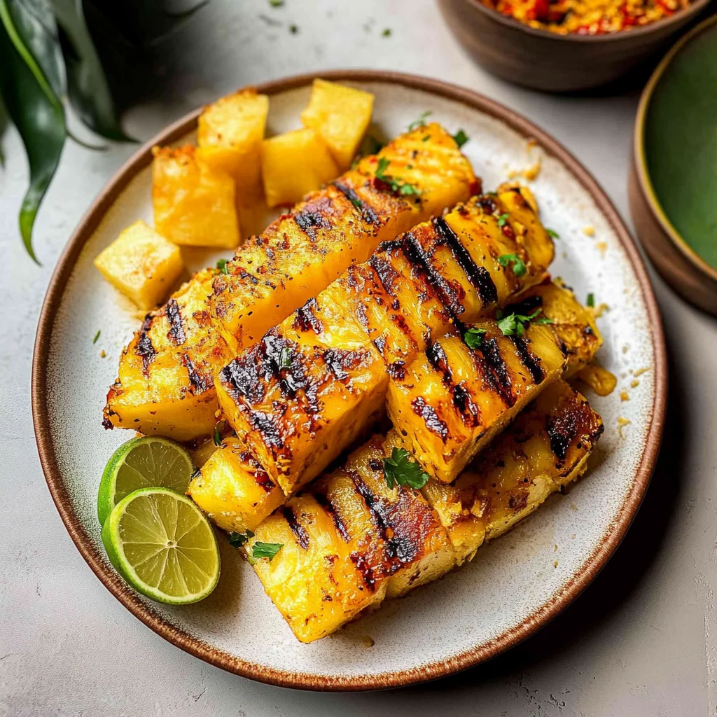 Recipe preparation for Chili Lime Grilled Pineapple