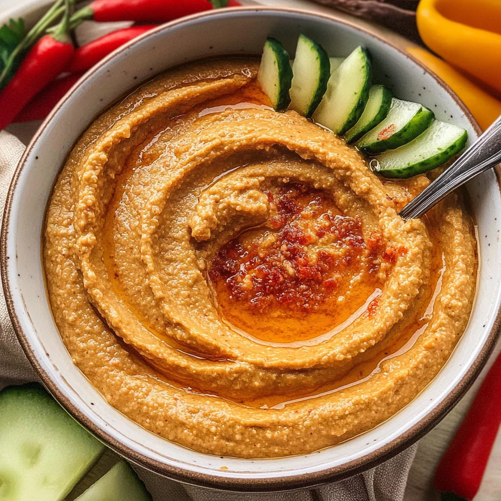 Recipe preparation for Roasted Red Pepper Hummus