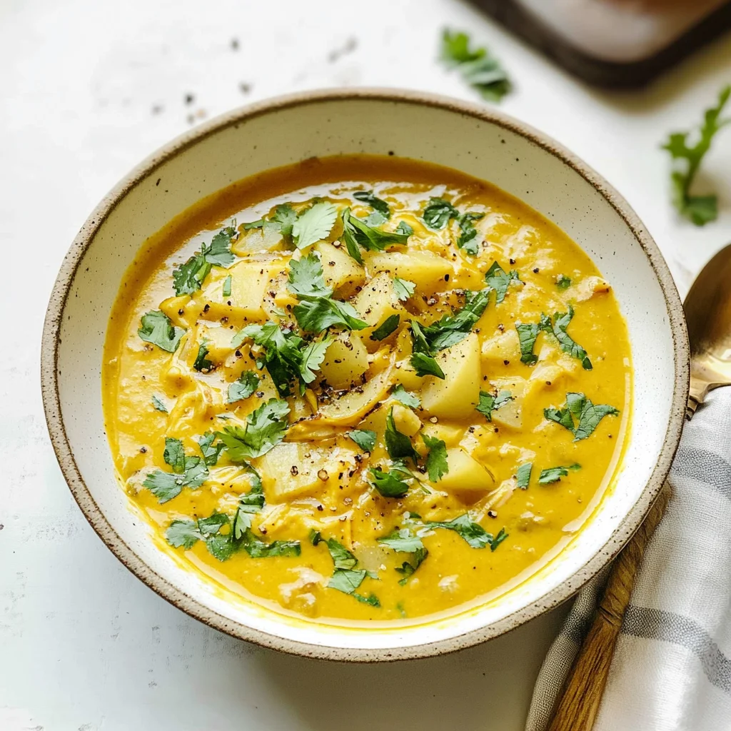 Recipe preparation for Tangy Coconut Potato Soup