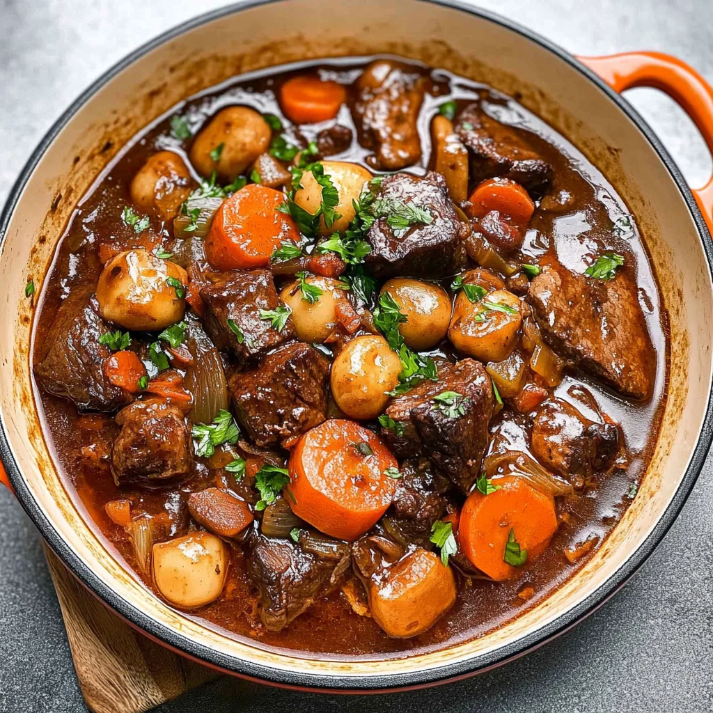 Recipe preparation for Classic Beef Bourguignon