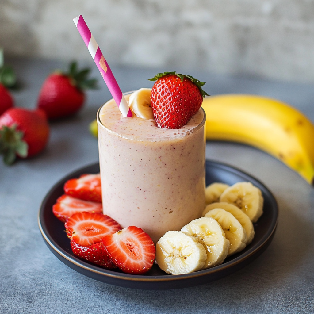 Recipe preparation for strawberry Banana Smoothie