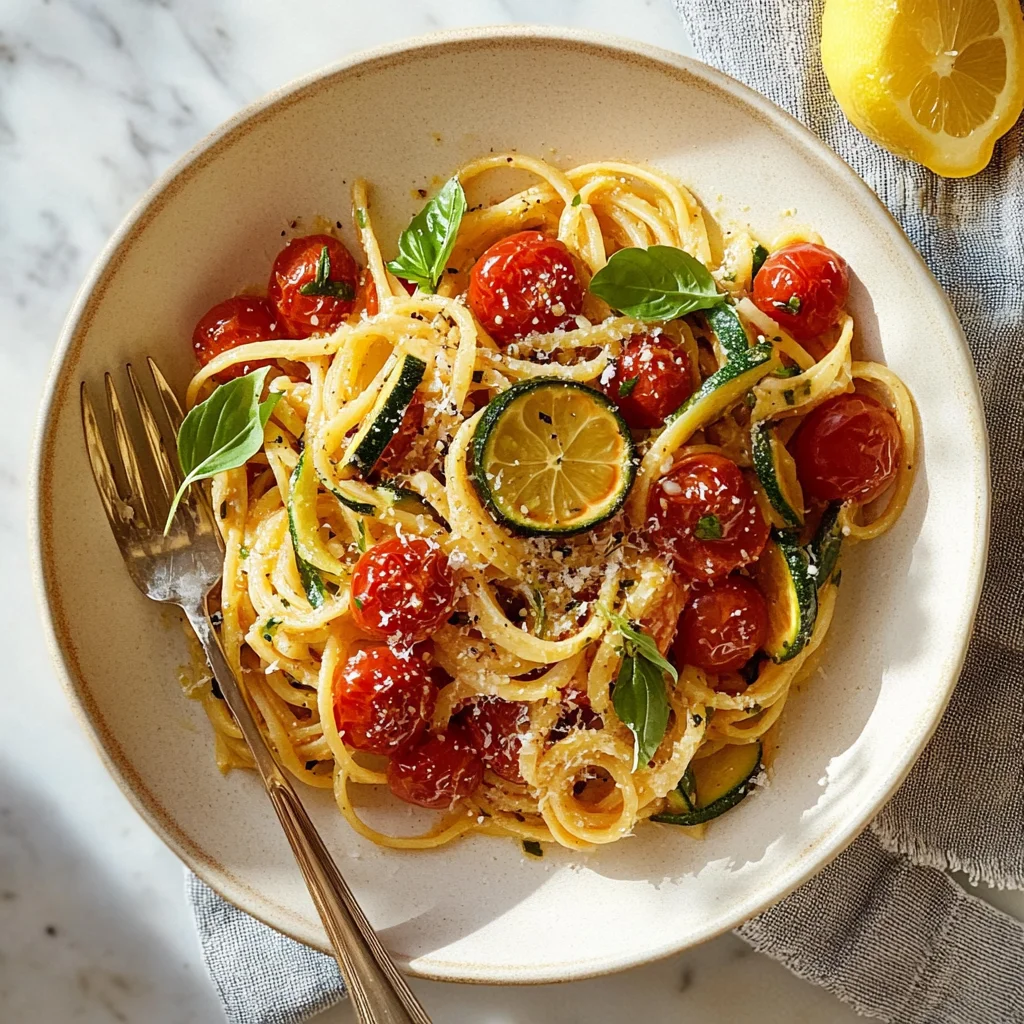 Recipe preparation for Tomato Zucchini Pasta