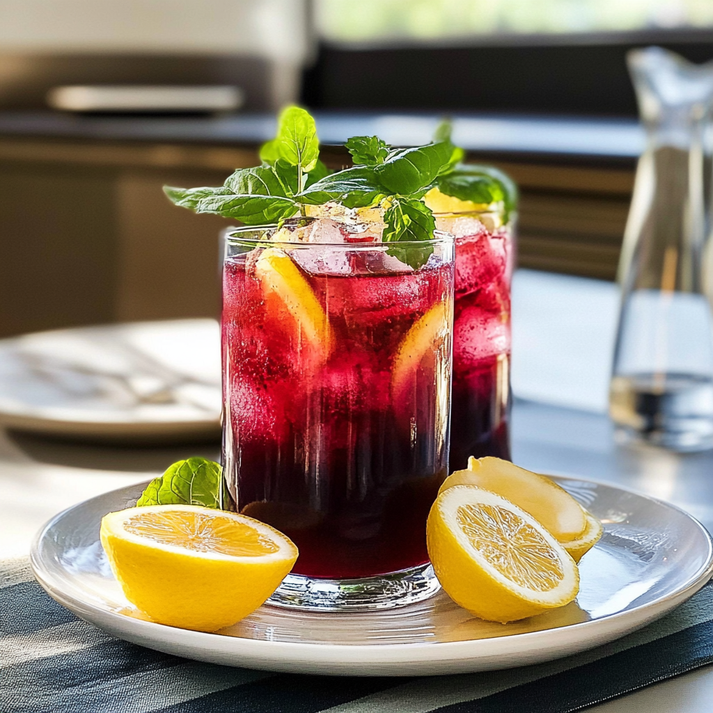 Recipe preparation for Hibiscus Elderflower Sparkling Tea