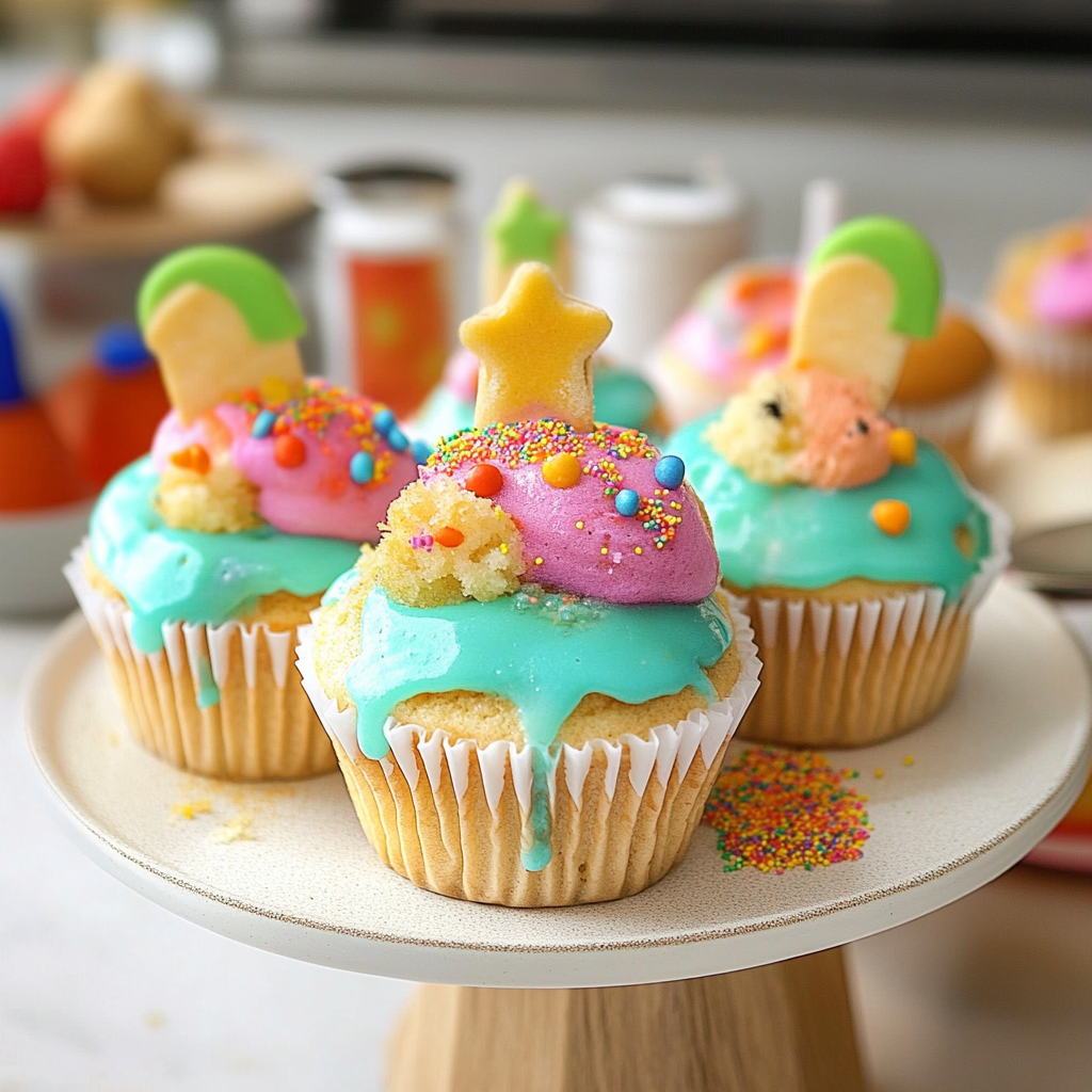 Recipe preparation for Beach Themed Cupcakes