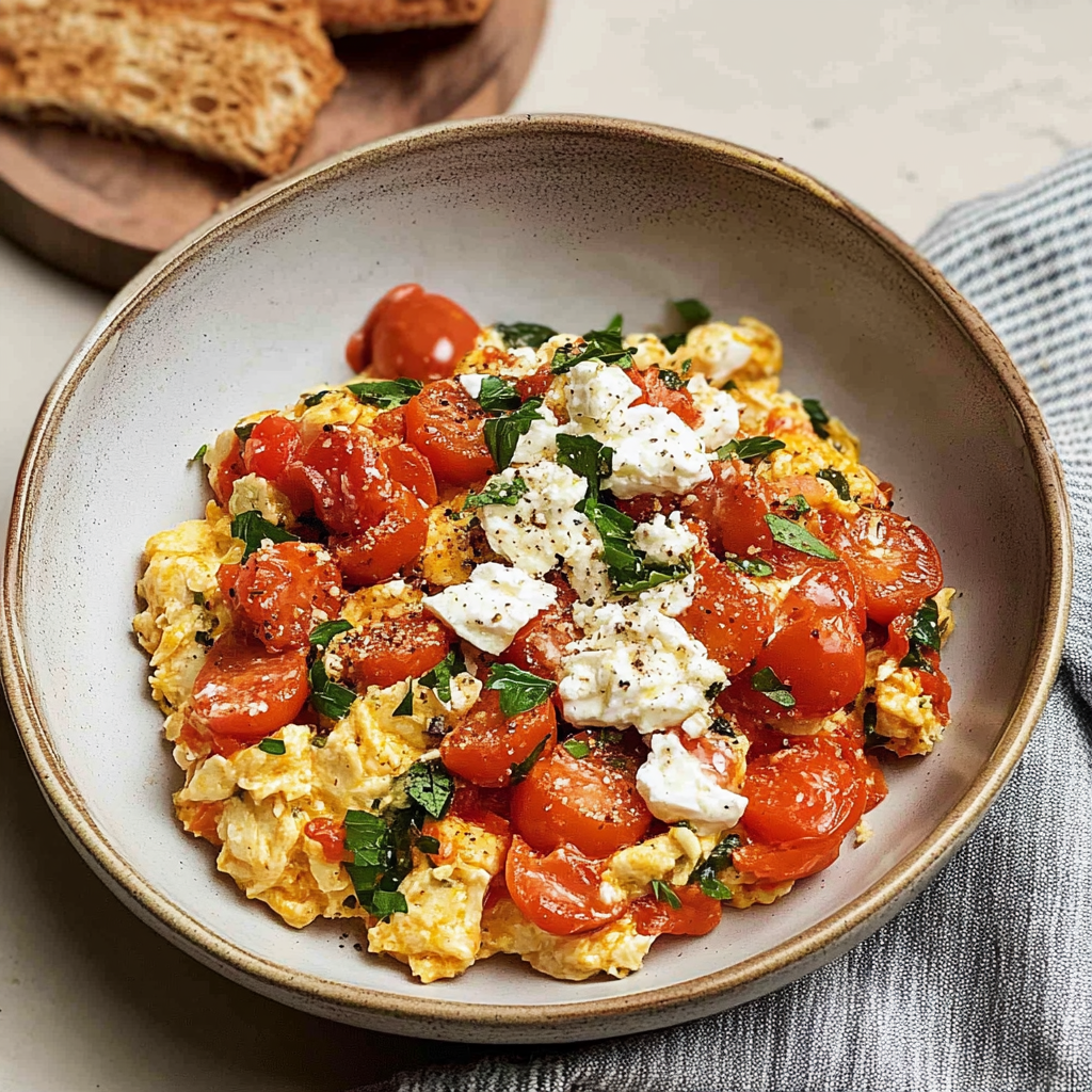 Recipe preparation for Mediterranean Diet Breakfast Scramble