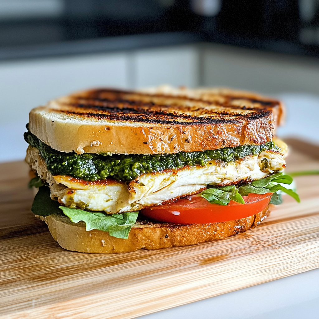 Recipe preparation for Chicken Pesto Sandwich