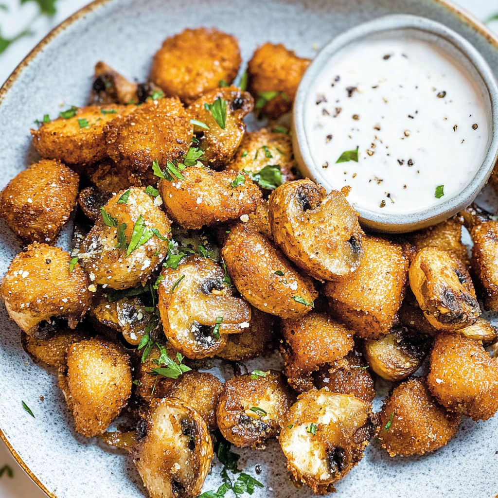Recipe preparation for Crispy Fried Mushrooms