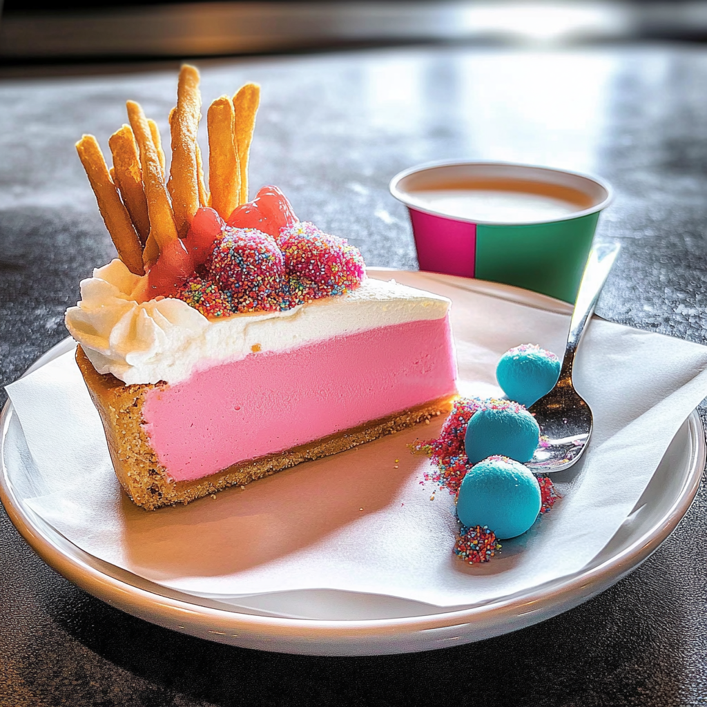 Recipe preparation for Cotton Candy Cheesecake