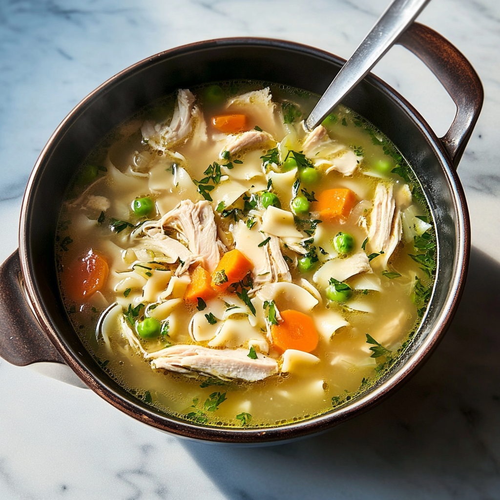 Recipe preparation for Classic Rotisserie Chicken Noodle Soup