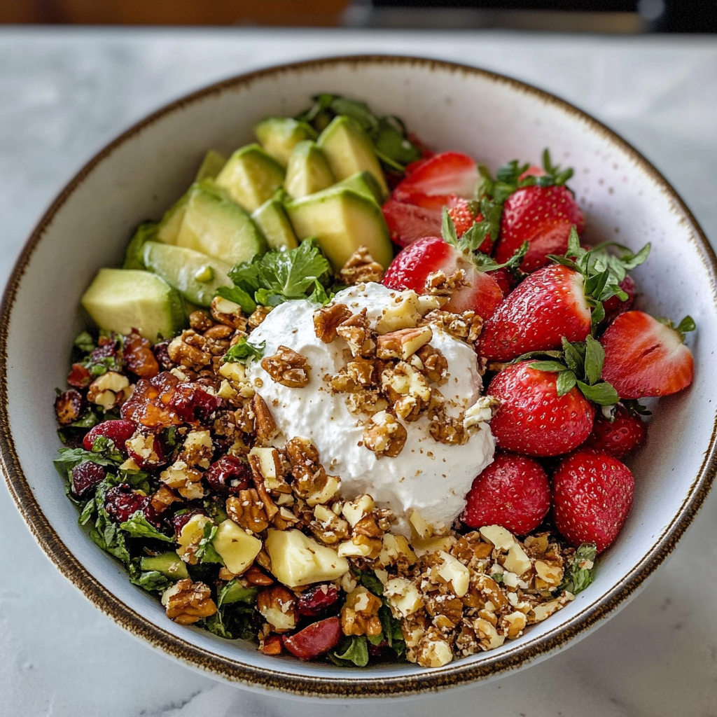 Recipe preparation for Strawberry Crunch Salad with Cham