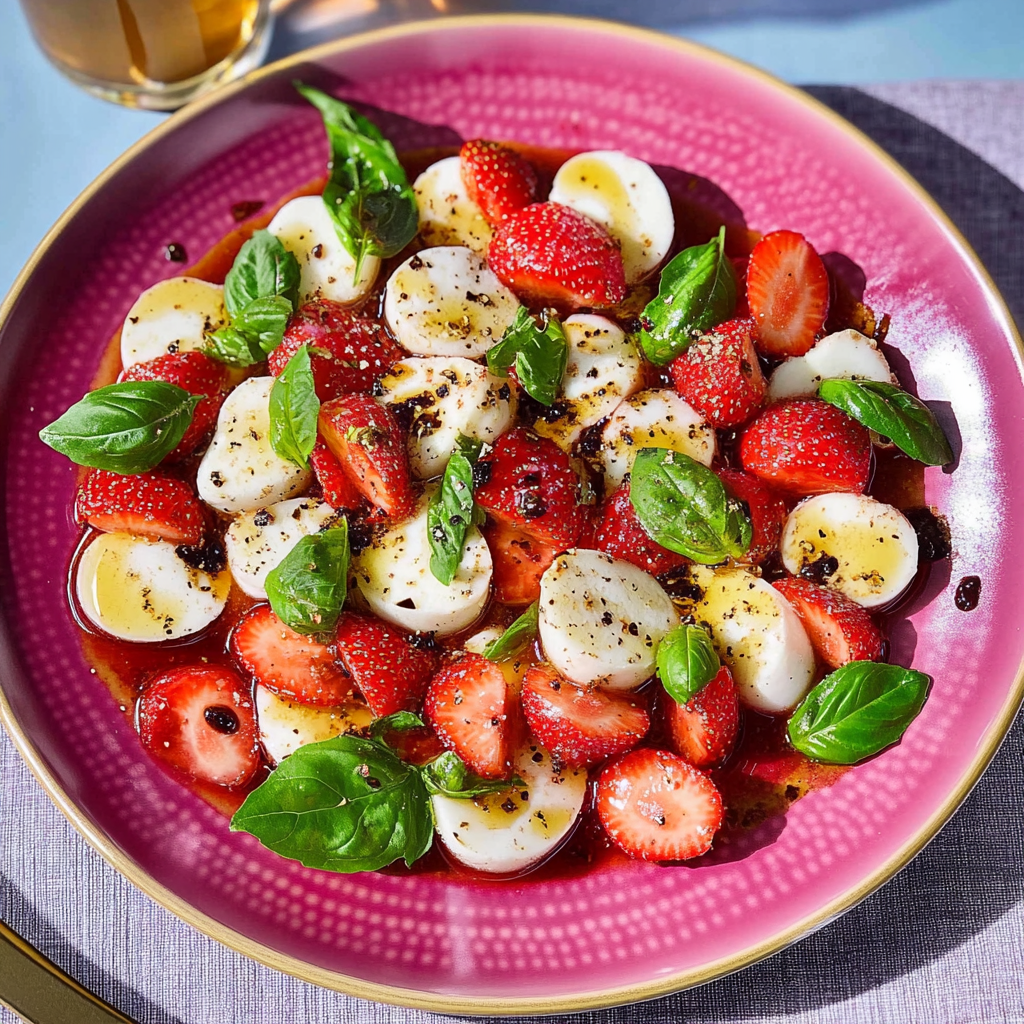 Recipe preparation for Balsamic Strawberry Caprese