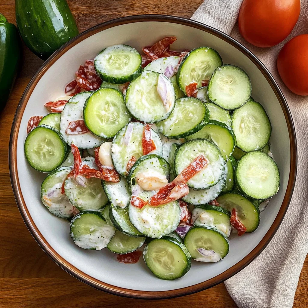 Recipe preparation for Jalapeno Popper Cucumber Salad