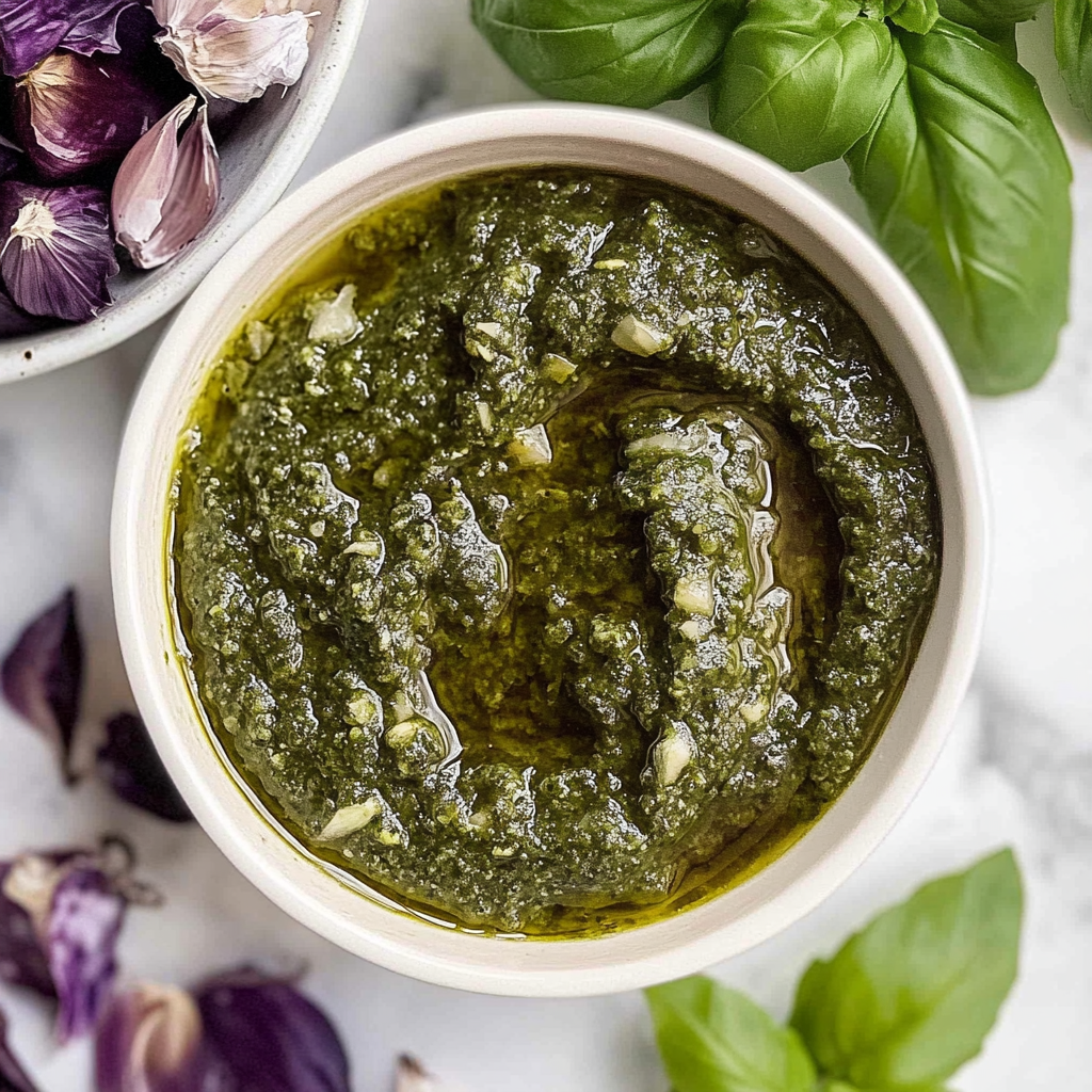 Recipe preparation for Purple Basil Pesto