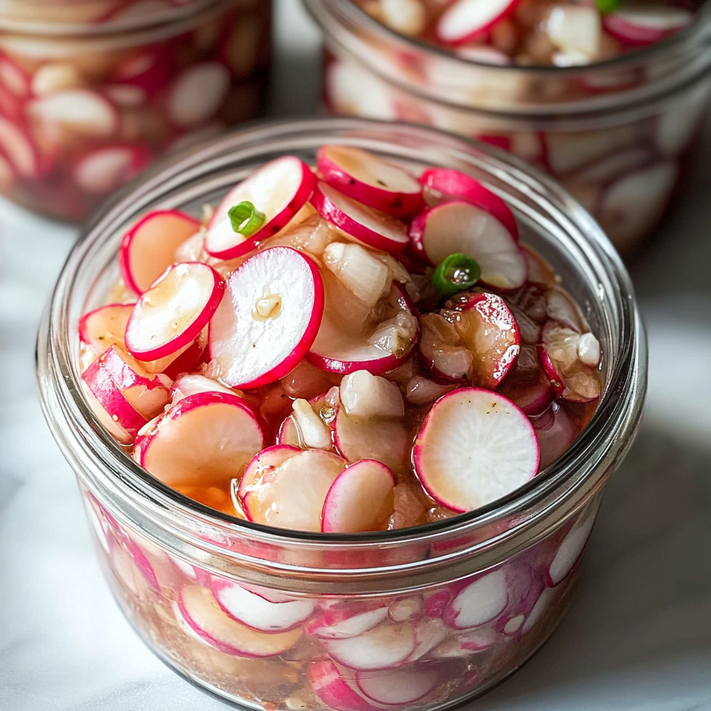 Recipe preparation for Sweeet & Spicy Pickled Radishes