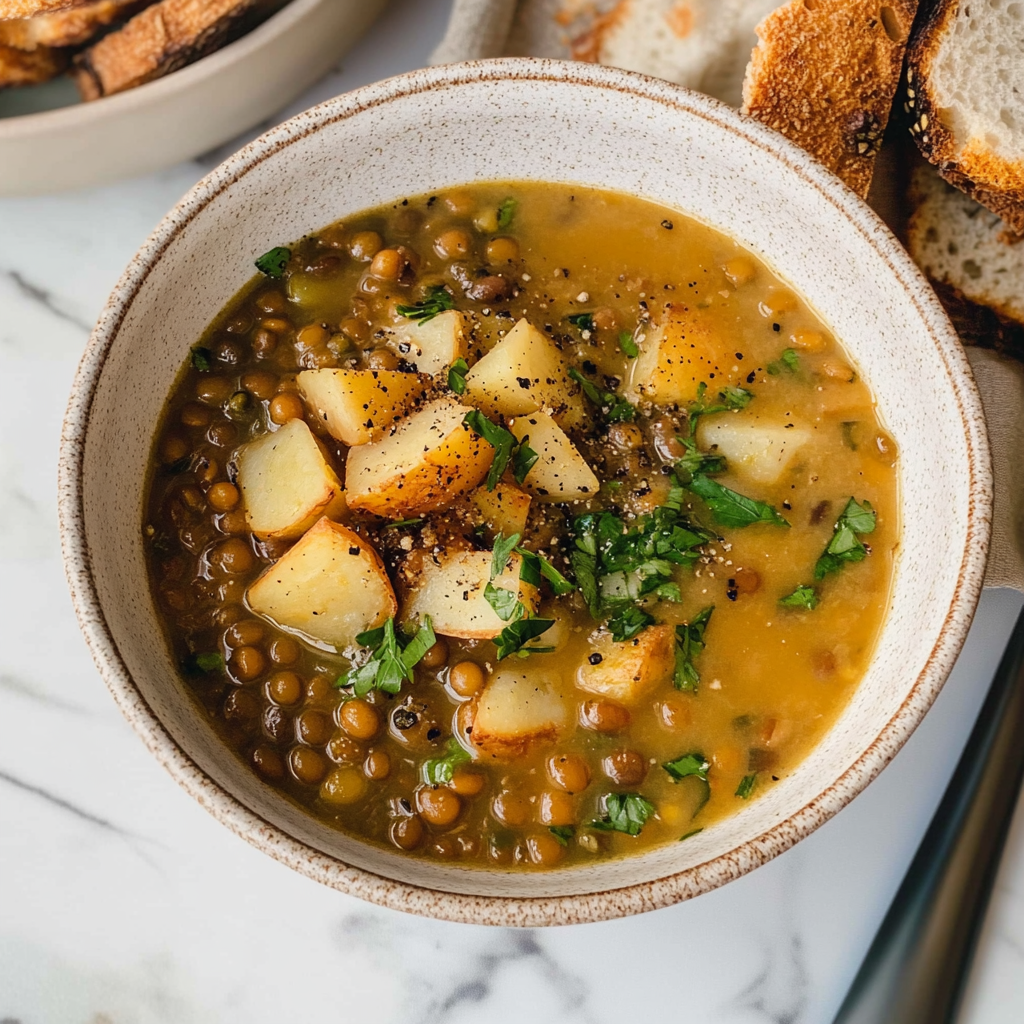 Recipe preparation for Lentil Potato Soup