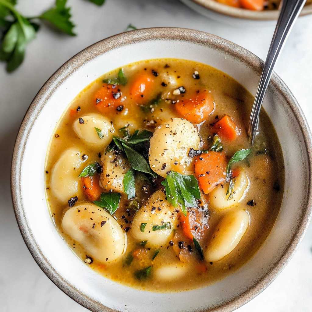 Recipe preparation for Heartwarming Vegetarian Gnocchi Soup