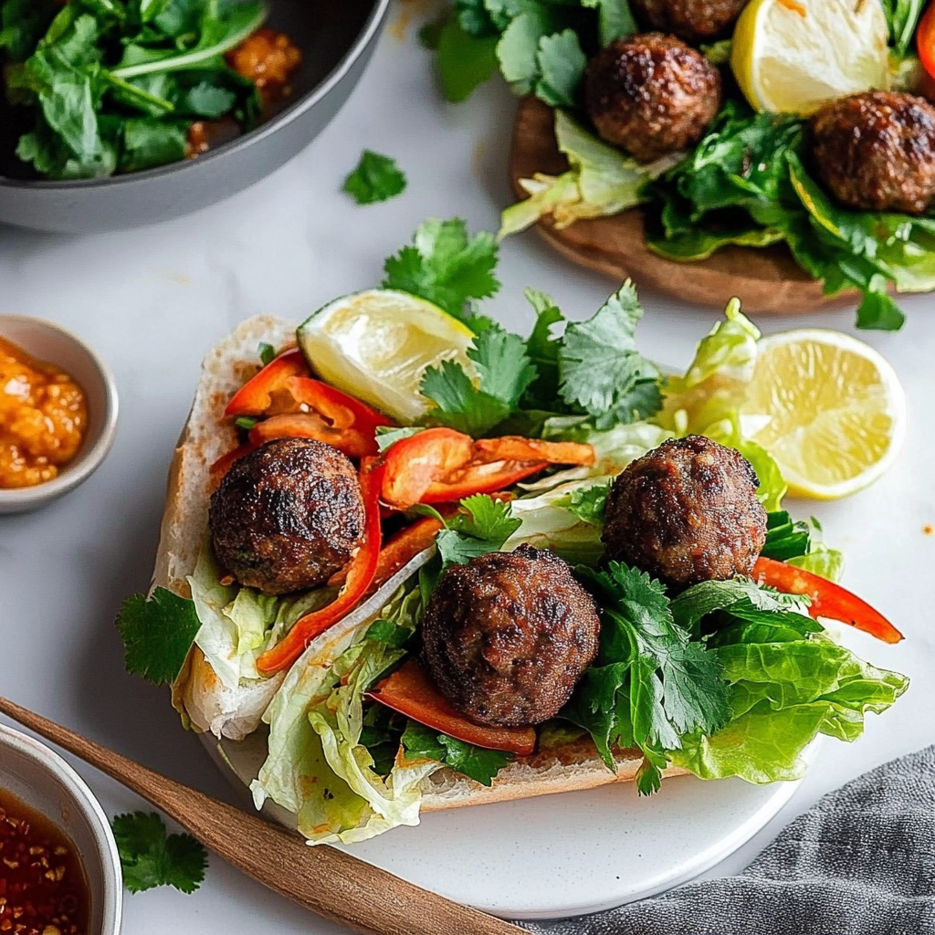 Recipe preparation for Korean BBQ Meatball Banh Mi