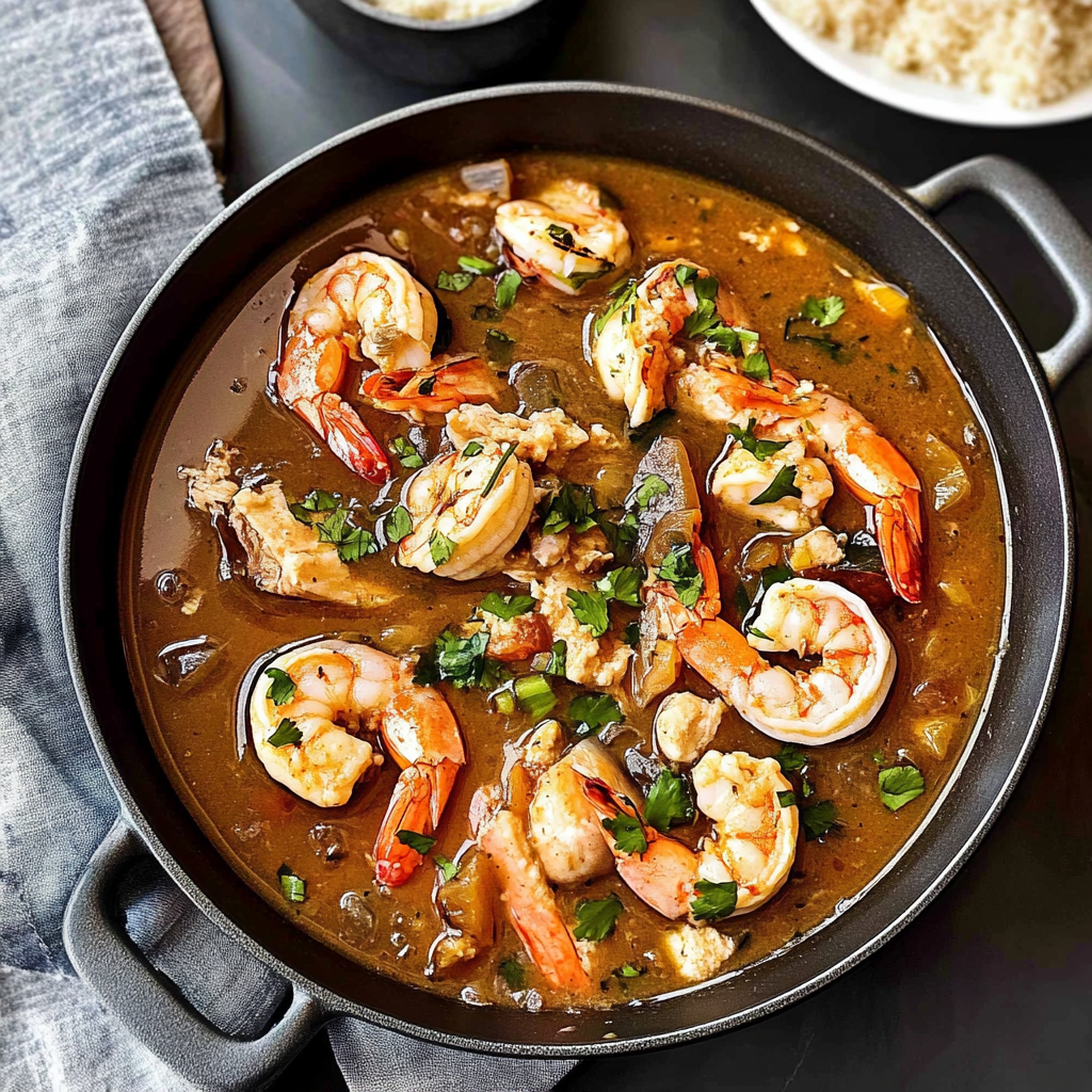 Recipe preparation for Louisiana Seafood Gumbo
