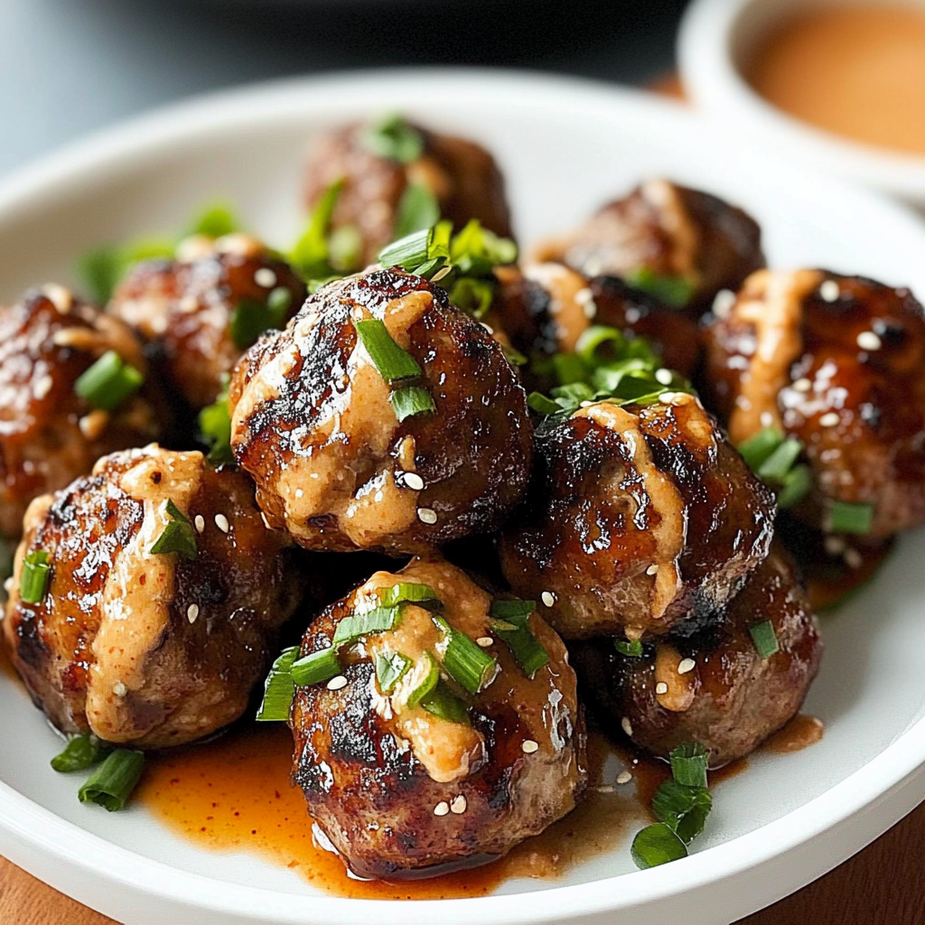Recipe preparation for Korean BBQ Meatballs with Spicy Mayo Dip