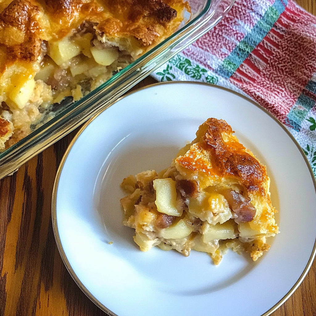 Recipe preparation for Apple Cheddar Crescent Casserole
