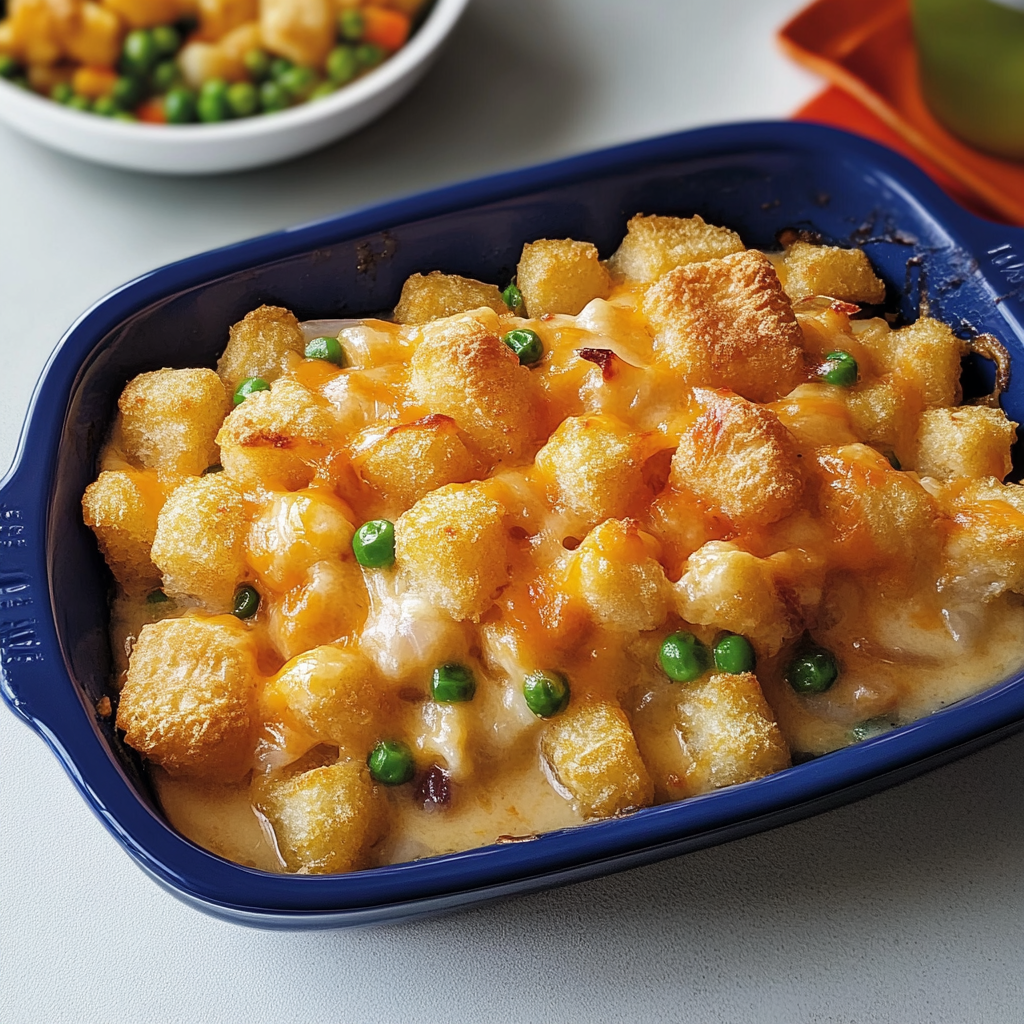 Recipe preparation for Tater Tot Chicken Pot Pie