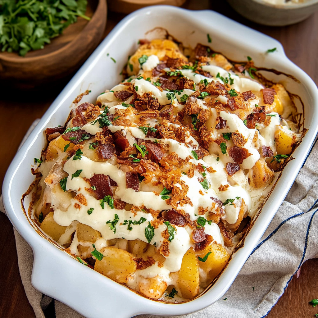 Recipe preparation for Ranch Chicken Potato Casserole
