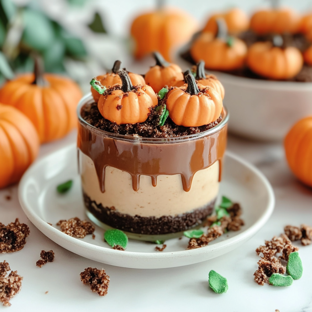 Recipe preparation for Pumpkin Patch Dirt Cups