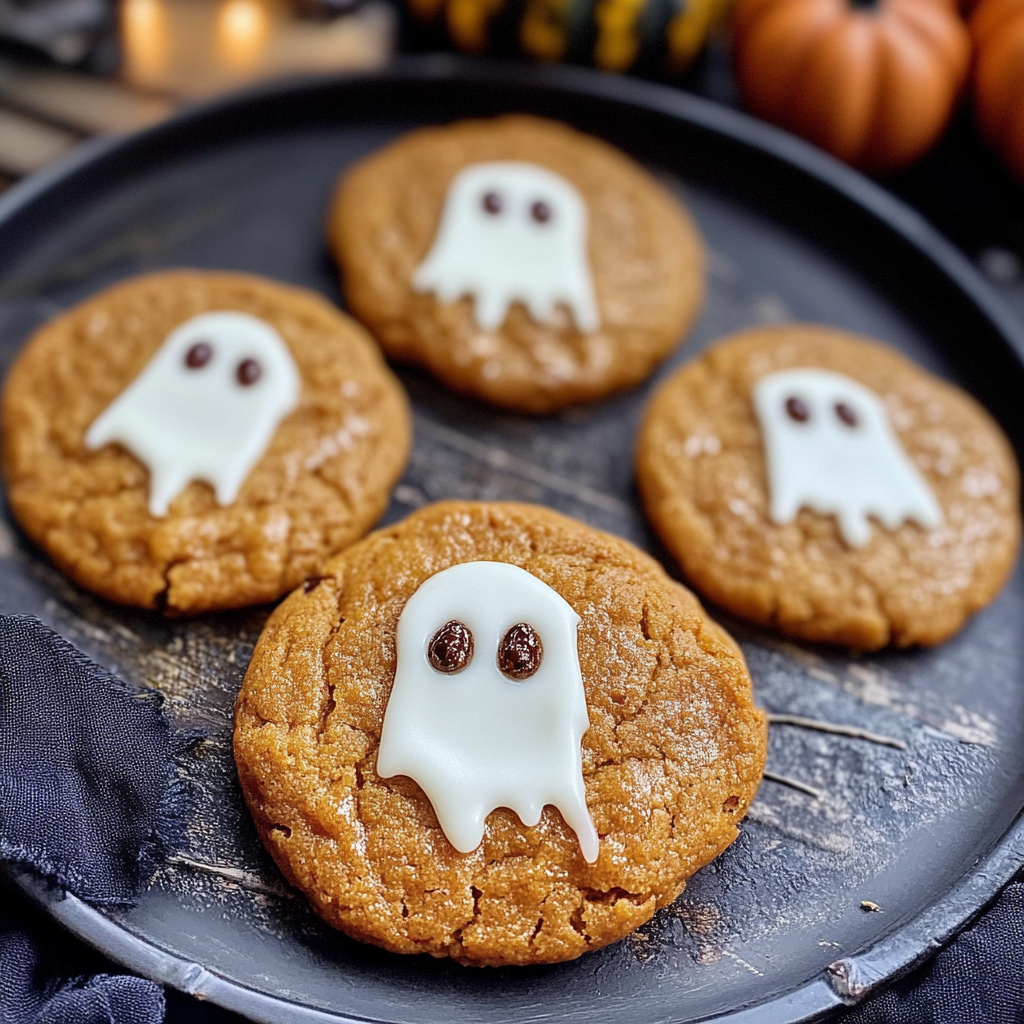 Recipe preparation for Spooky Ghost Brown Butter Pumpkin Cookies