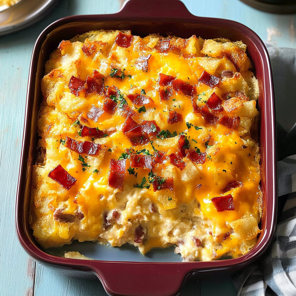 Recipe preparation for Breakfast Hash Brown and Egg Casserole