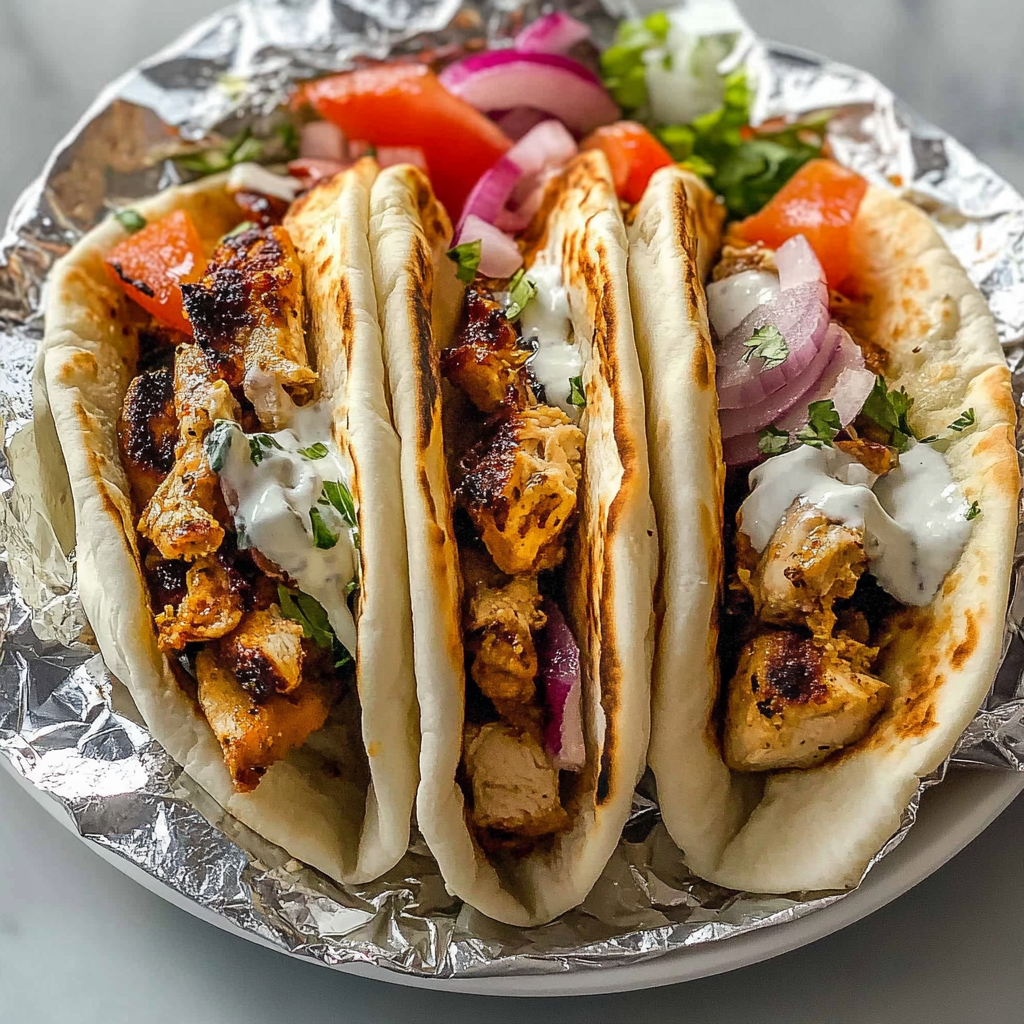 Recipe preparation for Mediterranean Chicken Gyros Recipe