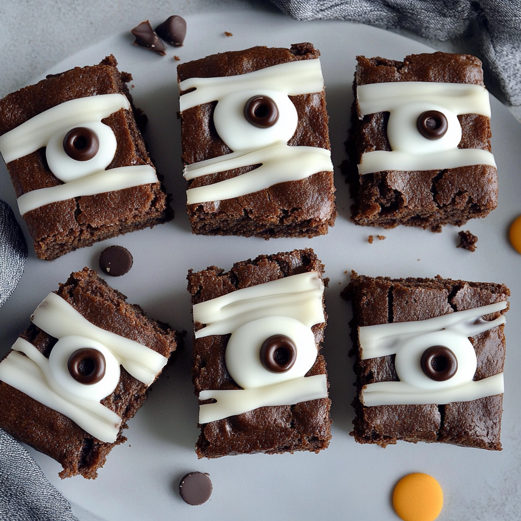 Recipe preparation for Halloween Brownies with Edible Eyes and White Chocolate