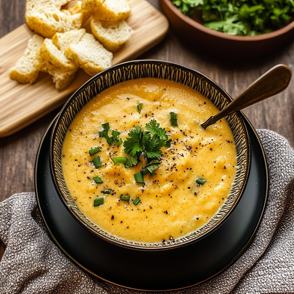 Recipe preparation for Hearty Cheddar Garlic Herb Potato Soup