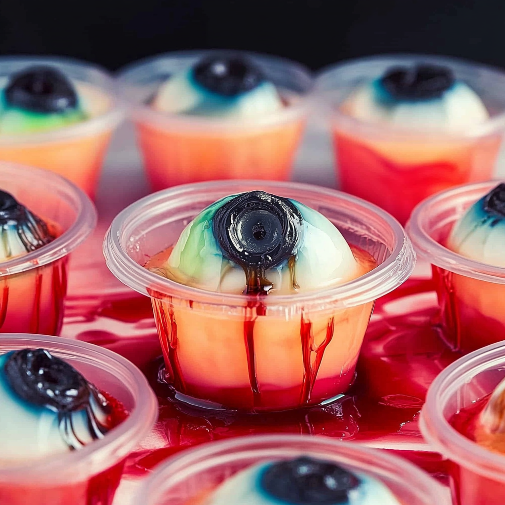 Recipe preparation for Delicious Halloween Eyeball Jello Shots Recipe