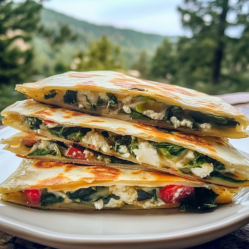 Recipe preparation for Spinach Feta Quesadilla