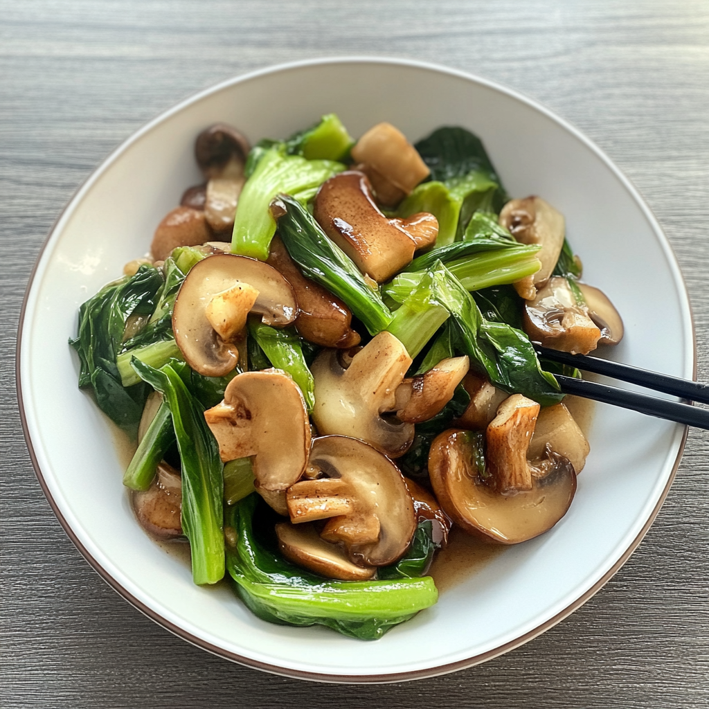 Recipe preparation for Bok Choy and Mushroom Stir Fry