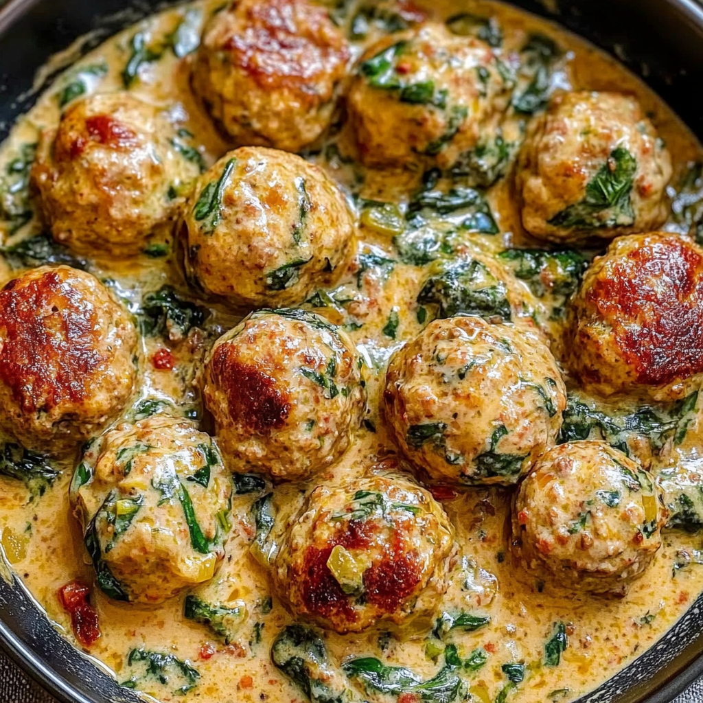 Recipe preparation for Creamy Spinach Turkey Meatballs