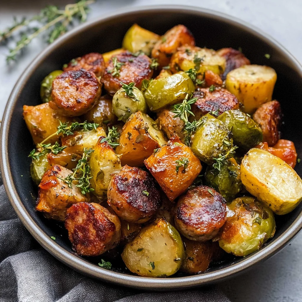 Recipe preparation for butternut squash and sausage skillet