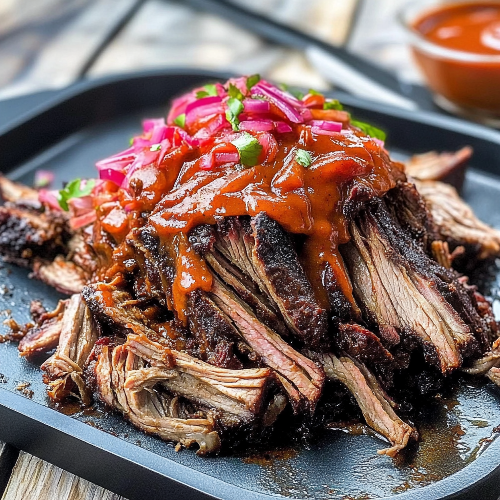 Recipe preparation for Smoky Bourbon Pulled Beef