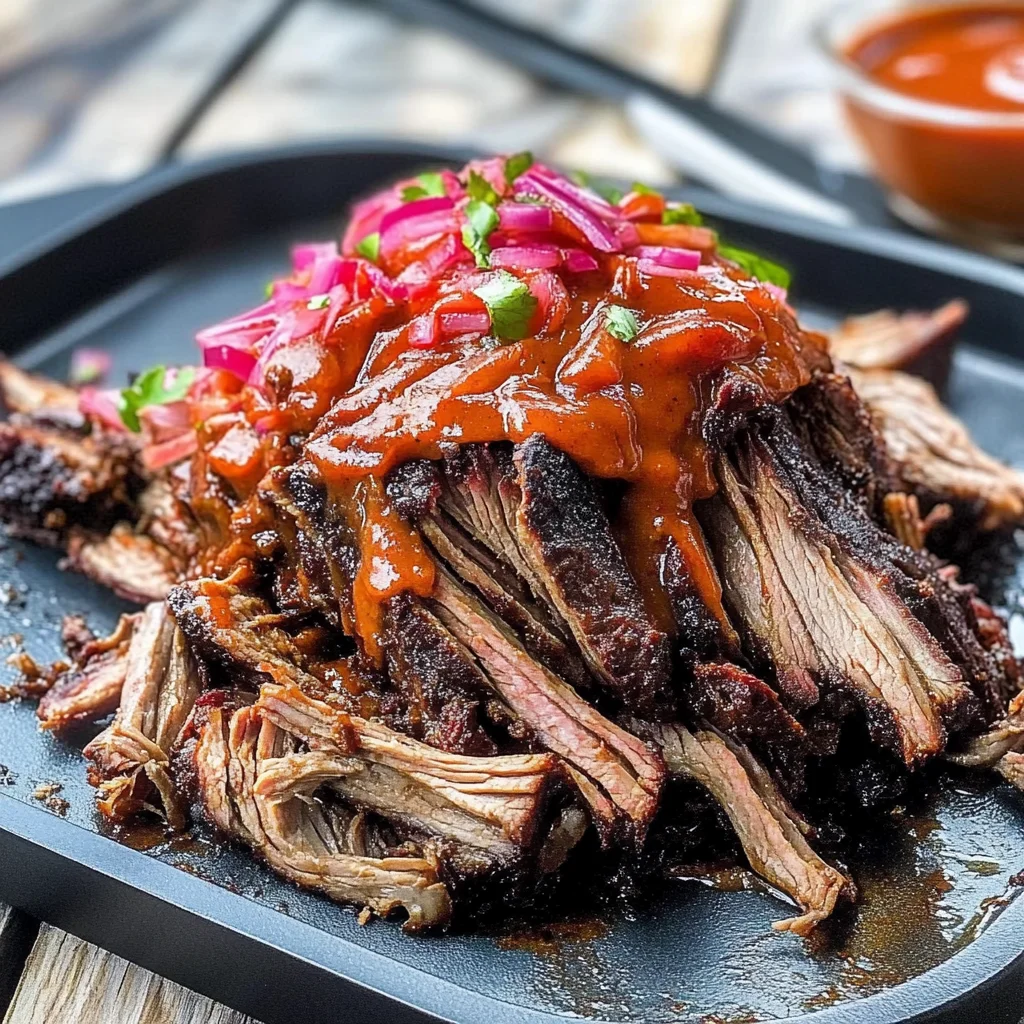 Recipe preparation for Smoky Bourbon Pulled Beef