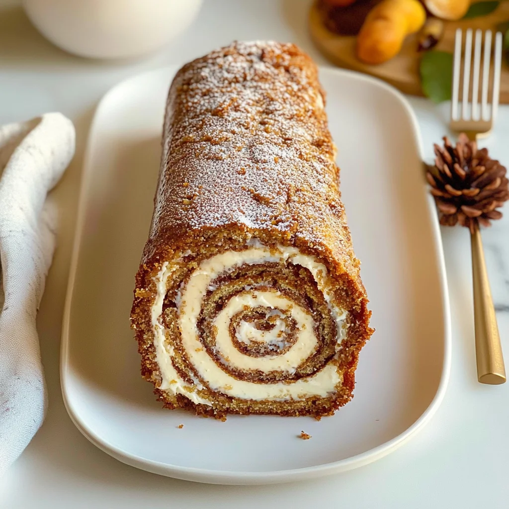 Recipe preparation for Spiced Cardamom Pumpkin Roll with Brown Butter Mascarpone Filling
