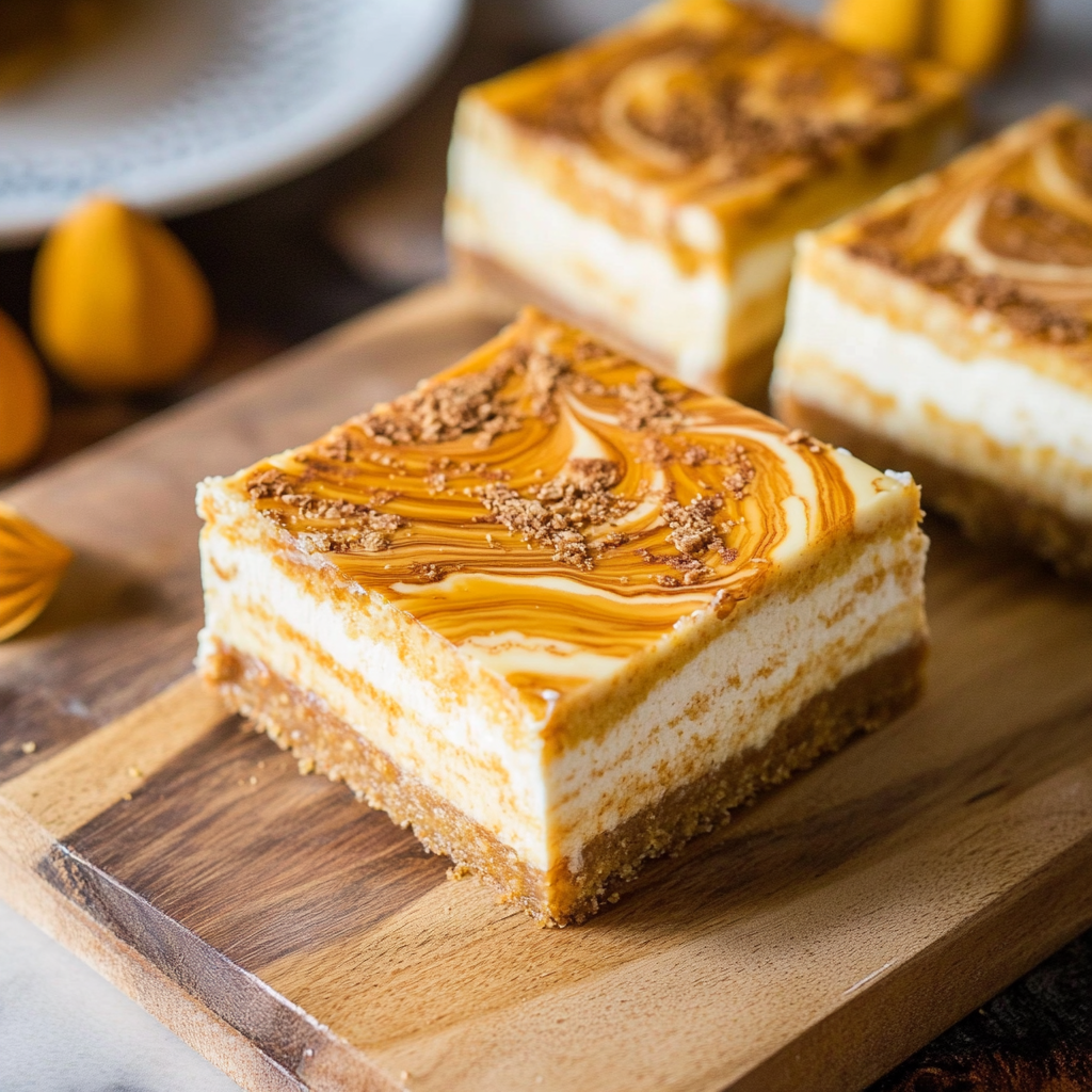 Recipe preparation for Swirled Pumpkin Cheesecake Bars